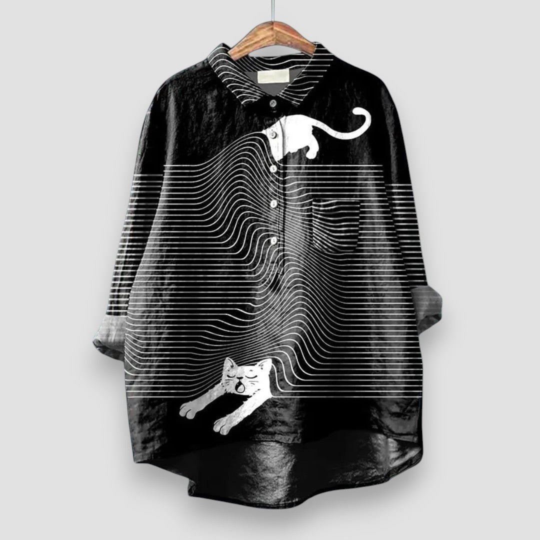 Rikke | Elegant Bluse med Kunstnerisk Print