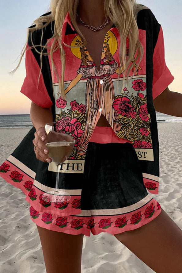 Hedda | Kort sæt i jomfru hør rosa