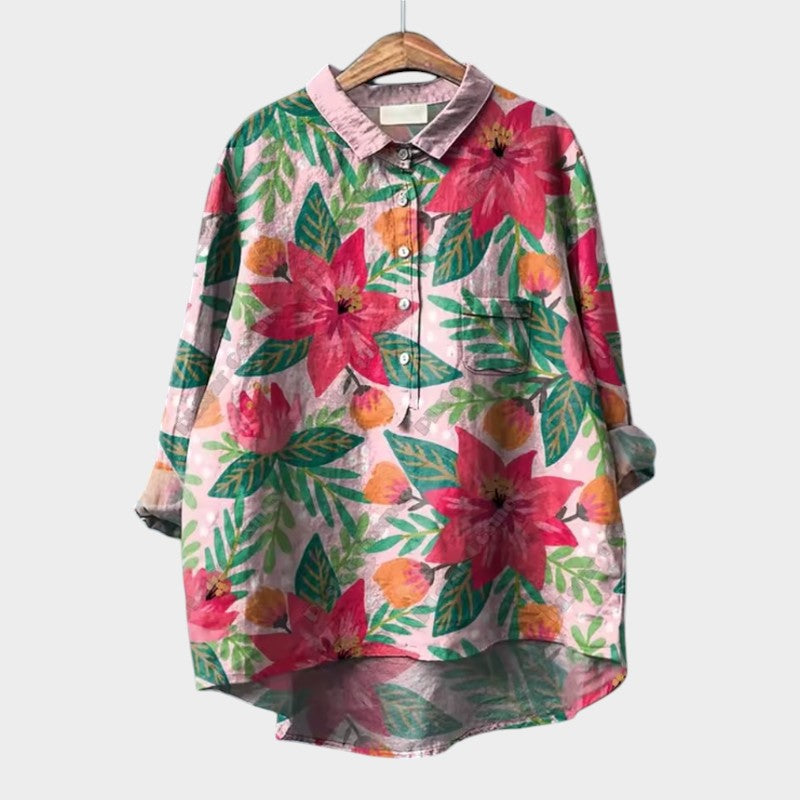 Sanna | Blomsterprintet Oversize Bluse til Hverdagen