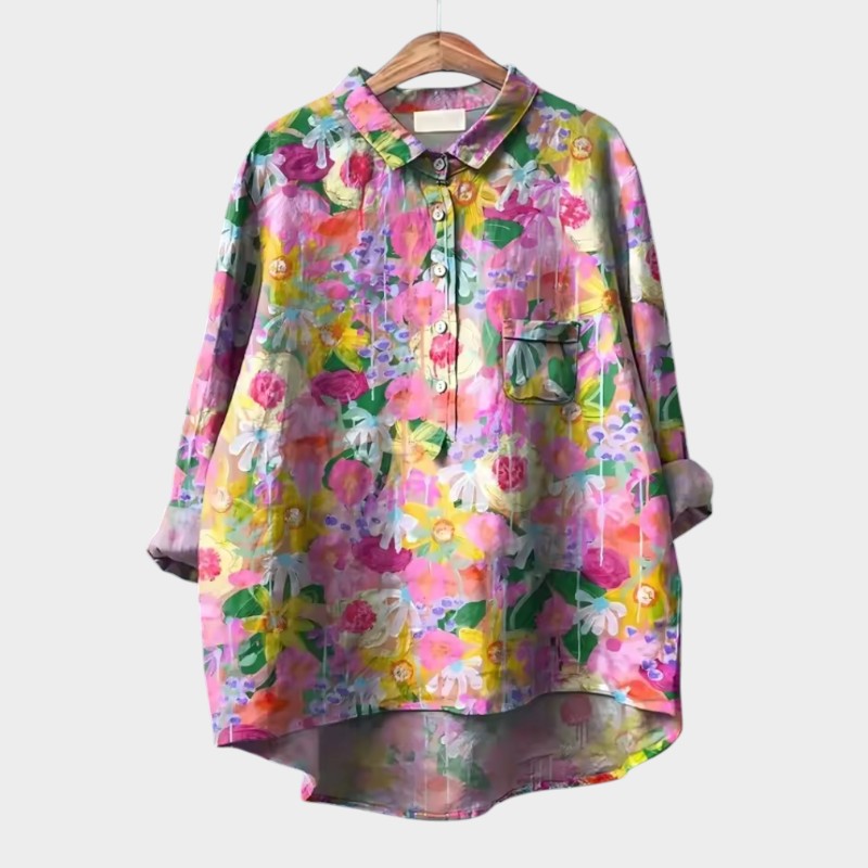 Thea | Oversize Bluse med Blomsterdesign