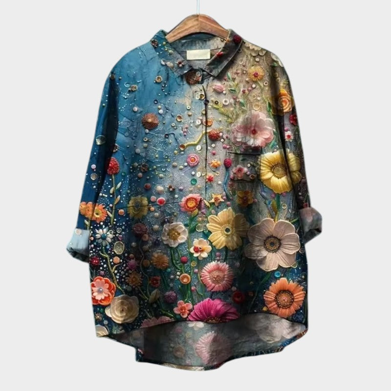 Thea | Oversize Bluse med Blomsterdesign