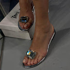 Gennemsigtige sandaler med krystaller