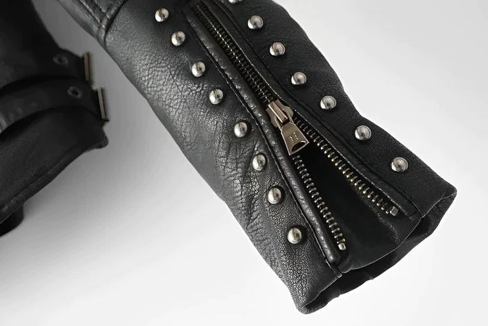 Idaira - Læderjakke med blomsterbroderi